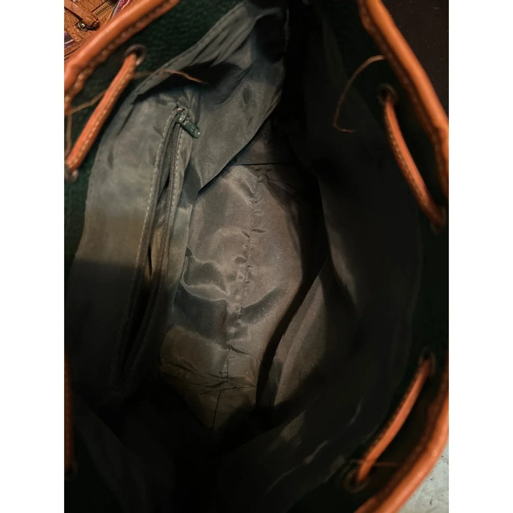 Cleopatra Vintage Forest Green Pebbled Faux Leather Crossbody Drawstring‎ Bag